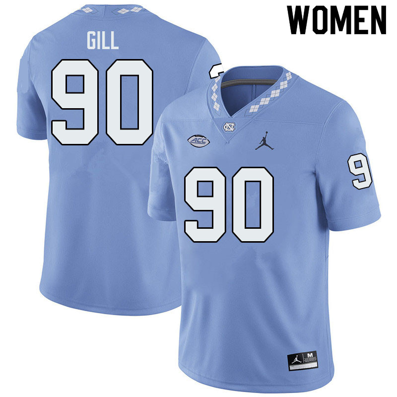 Jordan Brand Women #90 Xach Gill North Carolina Tar Heels College Football Jerseys Sale-Blue
